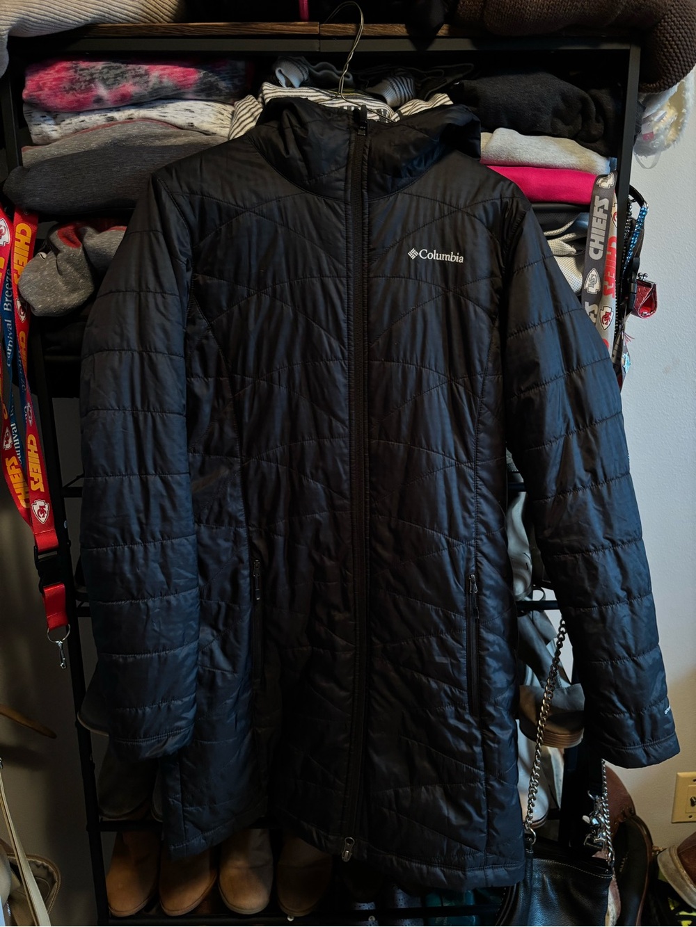 Columbia Black Quilted Hooded Kids Puffer Jacket